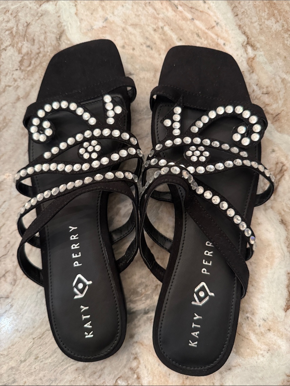 Katy Perry Collections Black Crystal Embellished Slide Mules - Picture 4 of 5